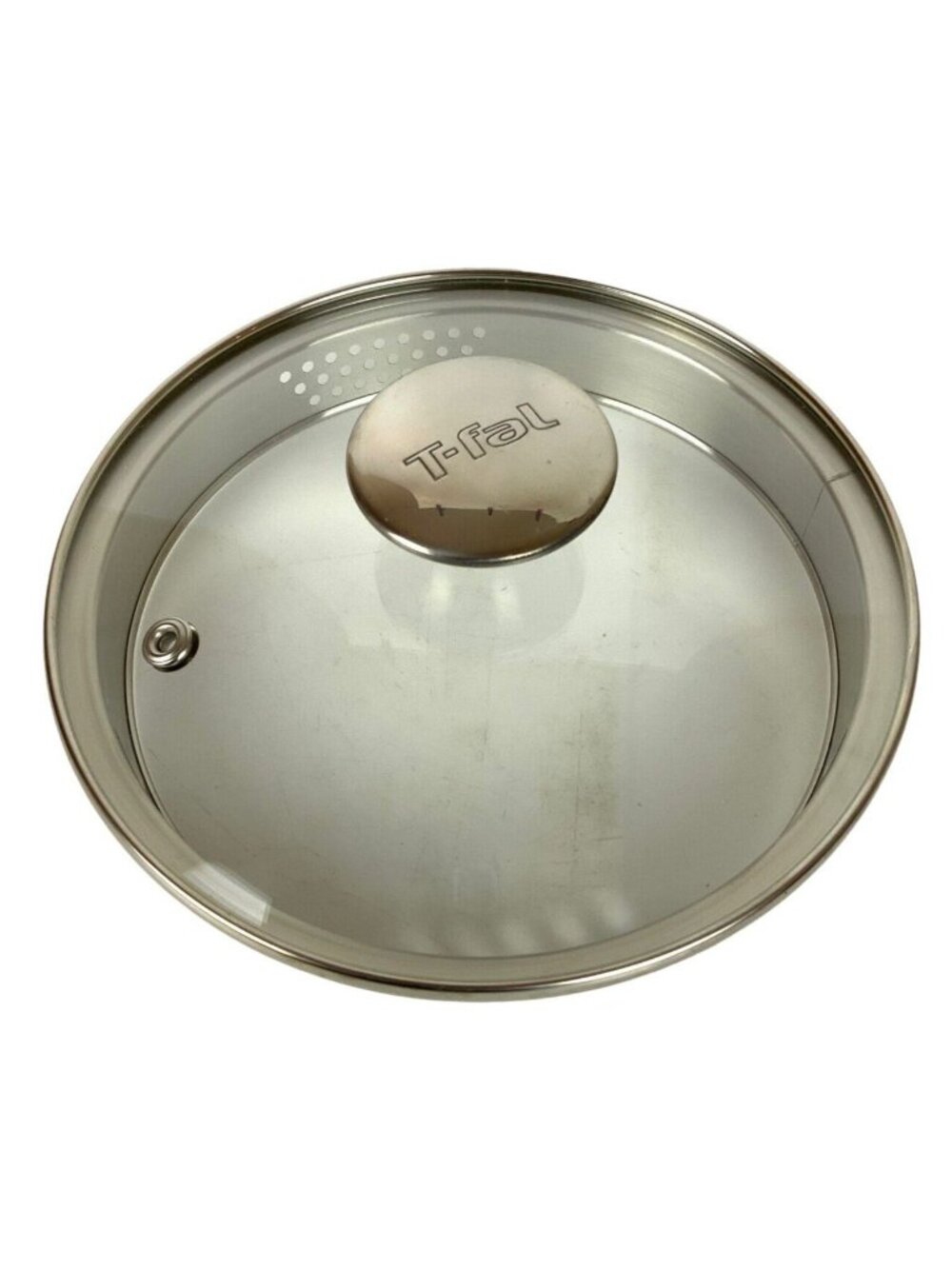 T-Fal Tempered Glass Pot Lid Vented Strainer Stainless Steel Handle 7" Diameter